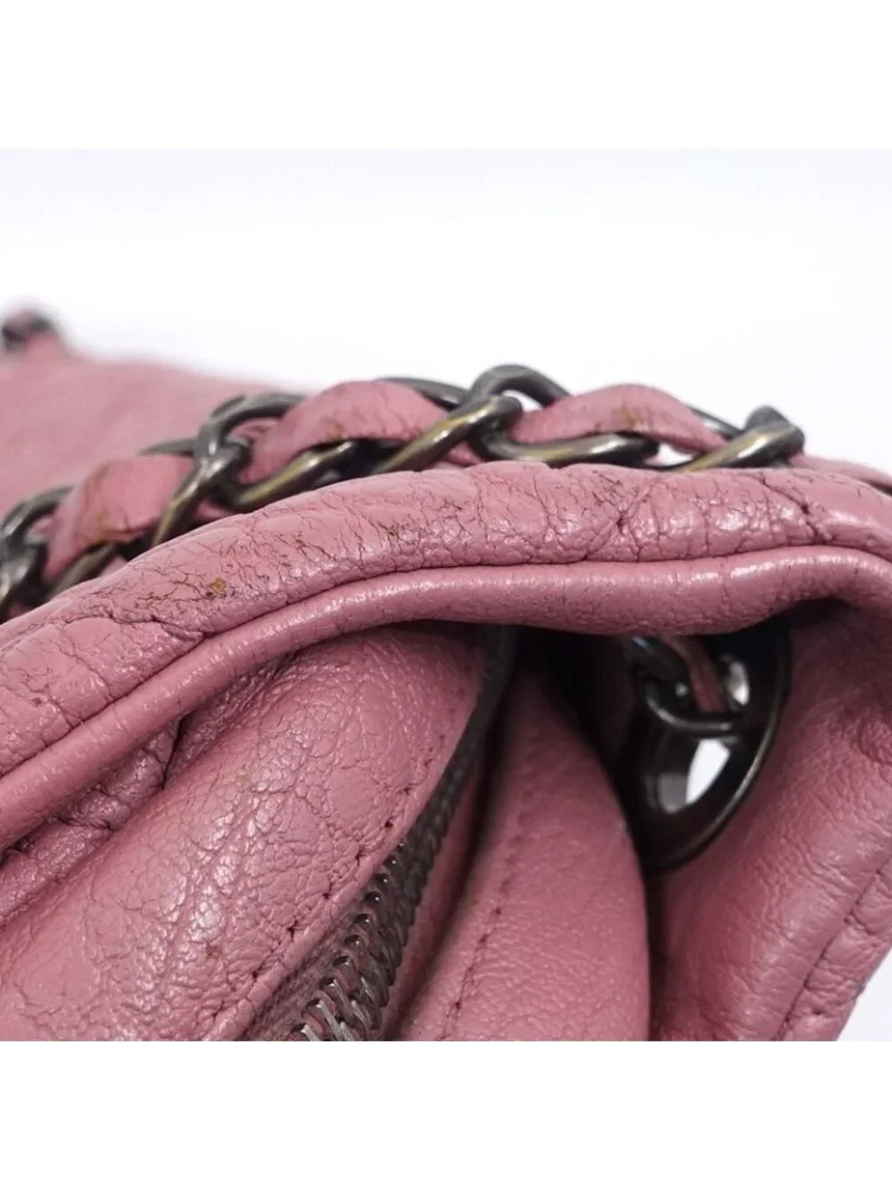 Chanel Double Chain Shoulder Bag Quilted Leather - Picture 8 of 9